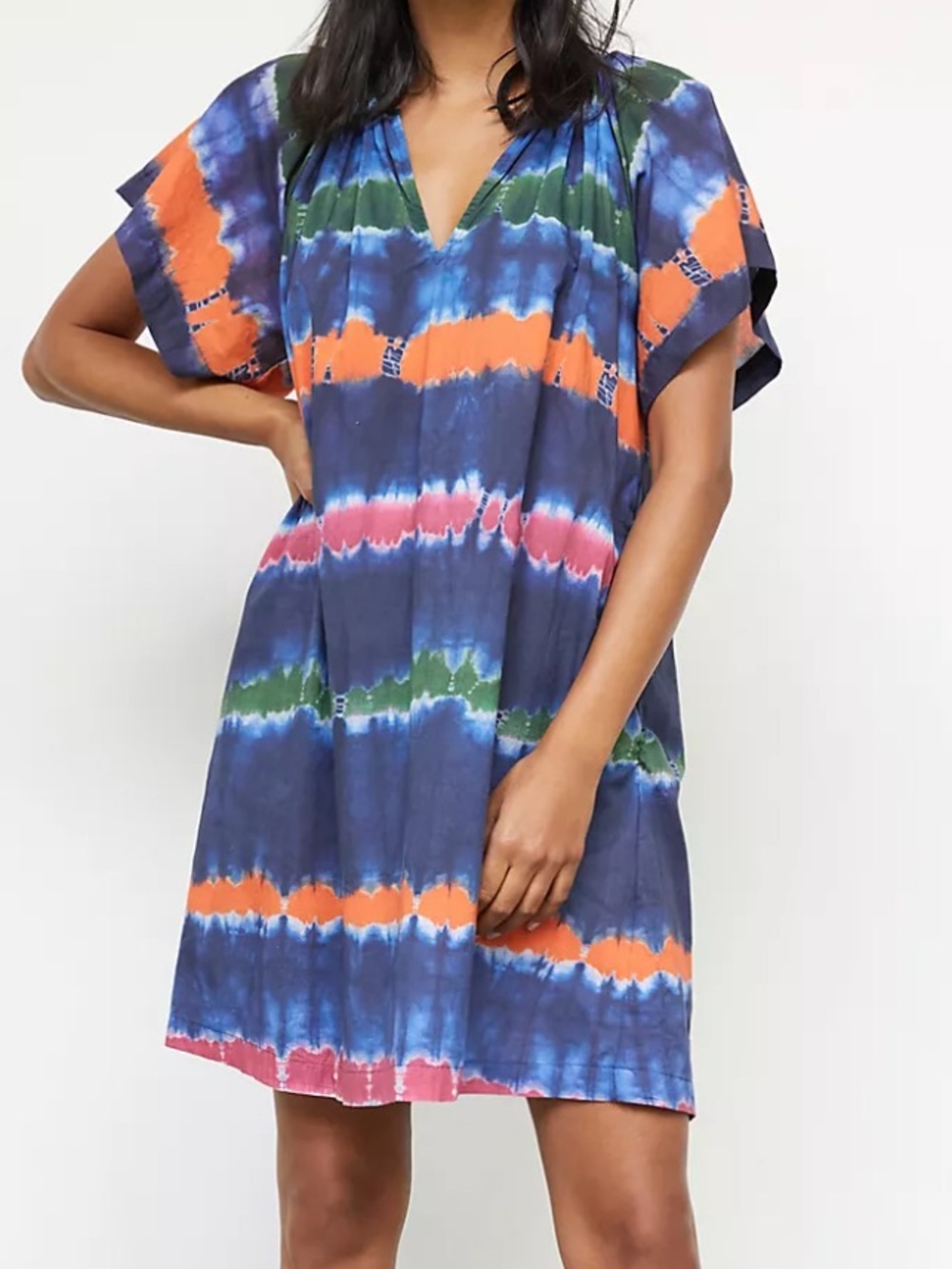 Velvet by Graham & Spencer Striped Tie-Dye Mini Dress Anthropologie Small Boho